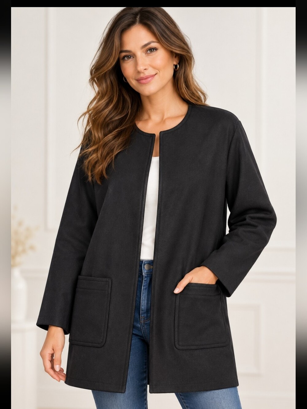 GUESS Los Angeles Cocoon Coat M Black Wool Blend Oversized Jacket $158 Cozy